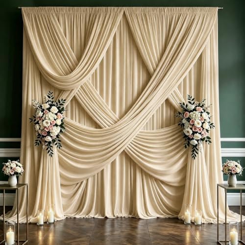 50x10 FT Champagne Backdrop Curtains for Weddings, Parties and Photo Booths by Unknown