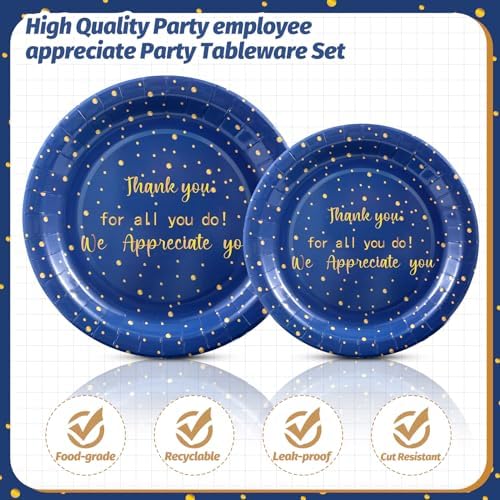 Geyoga 96 Pcs We Appreciate You Decoration Set,Blue and Gold,Thankful - Image 4