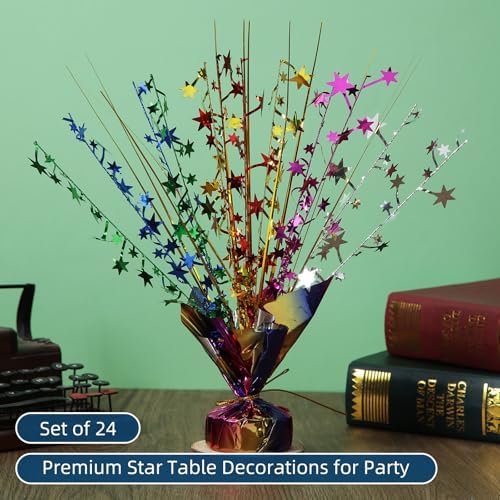 24 Pack Colorful Metallic Foil Spray Centerpiece Star Table Decoration Burst Table Centerpieces for Birthday New Year Wedding Anniversary Graduation Party Supply (Colorful) - Image 2