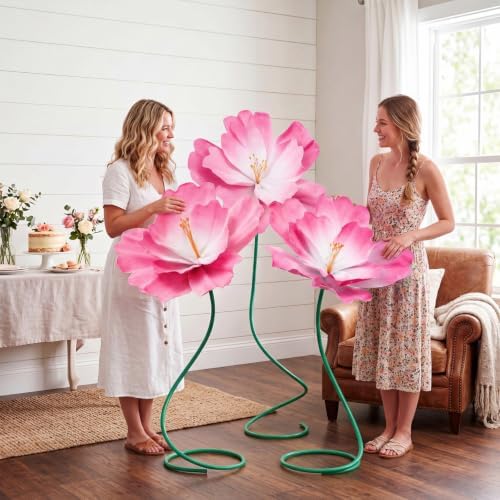 3 Pcs 5ft Giant Artificial Flowers Wedding, Red - Image 5
