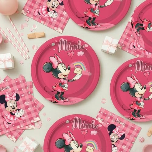 Minnie Party Supplies 40pck include 20 plates, 20 napkins for the birthday Minnie party decoration - Image 5