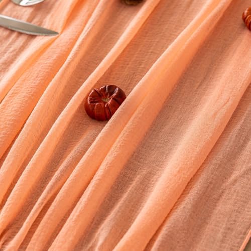 3Pcs Coral Peach Cheesecloth Table Runner 120 Inches for Party Home Decor - Image 2