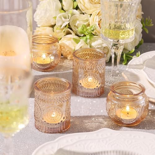 30 Pcs Assorted Gold Votive Candle Holders for Wedding Table Centerpieces, Glass Tea Lights Candle Holder for Diwali Decorations, Wedding Decorations, Vintage Boho Home Tea Party Decor, - Image 4