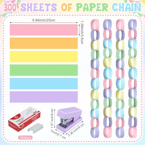 Booson Pastel Birthday Decorations Paper Chain Garland Set Strips Streamers - Image 3