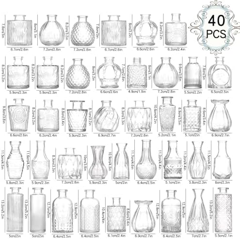 Bud Vases Set of 40 Pcs,Small Flower Vases for Centerpieces,Glass Bud Vase in Bulk Clear,Vintage Bud Vase for Wedding Table Centerpieces Decoration, Home Table Party Decor, Christmas,Anniversary - Image 3