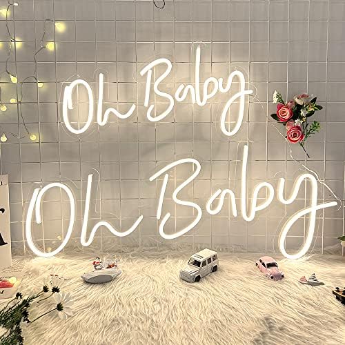 DIVATLA 38"x15" Large Oh Baby Sign for Backdrop - Oh Baby Neon Sign Dimmable Light Up Sign for Gender Reveal, Wedding, Birthday Party Bedroom Wall Decor - Image 3