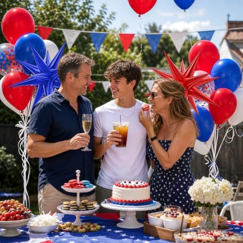 52pcs 12inch Red White and Blue Balloons with Royal Blue Confetti Balloons - Image 5