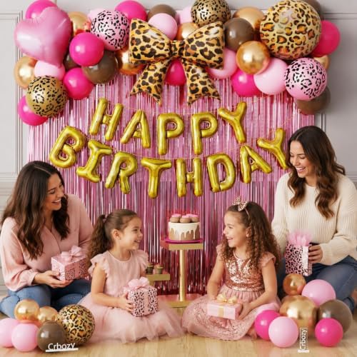 70Pcs Cheetah Print Birthday Decorations, Pink Brown Gold Leopard Balloons - Image 5