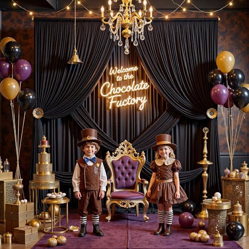 20 ft x 8 ft Black Backdrop Curtain for Parties, 4 Panels 5 ft x 8 ft Wrinkle Free Polyester Photo Black Backdrop Drapesfor Graduations Birthday Wedding Party Stage Curtains Home Decoration Supplies - Image 6