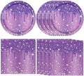 40 PCS Purple Birthday Decorations - Includes 20 Paper Plates and 20 Napkins Purple Silver Glitter Party Supplies for Girl Women’s 21st 30th 40th 50th 60th 70th 75th 80th Birthday,Serves 20 by Actoridae