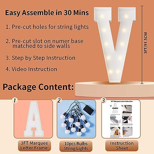 3FT Marquee Letters, Large Light Up Letters V for XV Birthday Party Decor - Image 5