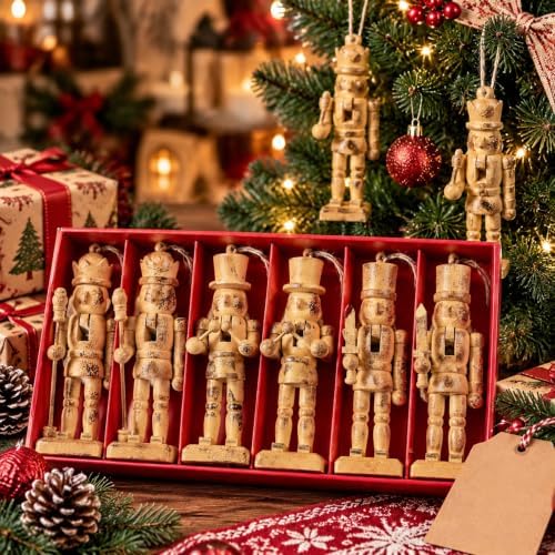 Leinuosen 6 Pcs Neutral Christmas Nutcracker Ornament Wooden Decor, Brass by Leinuosen