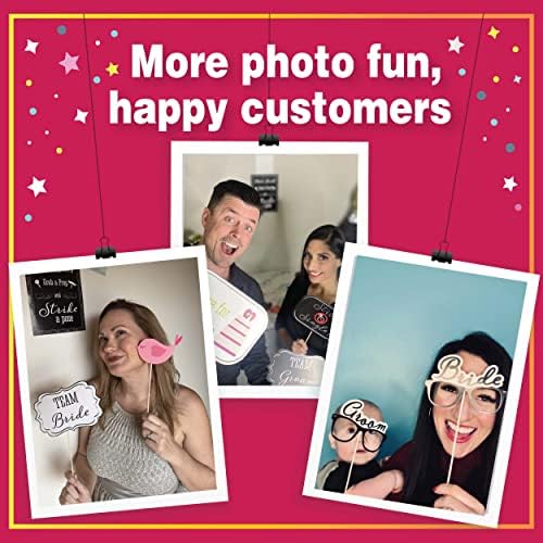 Wedding Photo Booth Props with 8 x 10-Inch Sign, 45 Adhesive Pads, 35 Wooden Sticks - Signs for Wedding Backdrop and Selfie Station - Image 6