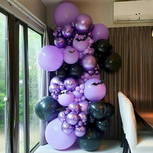 Isndare Purple Black Balloons, 12 Inch Dark Purple Light Balloons with Metallic Purple Confetti Latex Balloon Set for Girls Women Halloween Birthday Bridal Shower Wedding Party Decorations Is-02 - Image 6