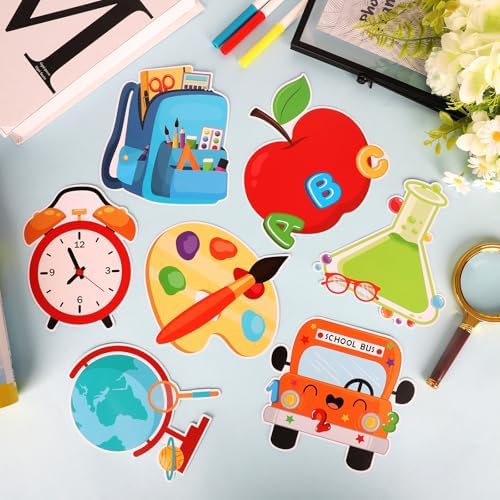 54Pcs Back to School Cutouts, Classroom Theme Bulletin Board Decoration, First Day of School Paper Cut-Outs for Teacher Students Party Supplies Classroom Office Chalkboard Door Wall Decor - Image 5