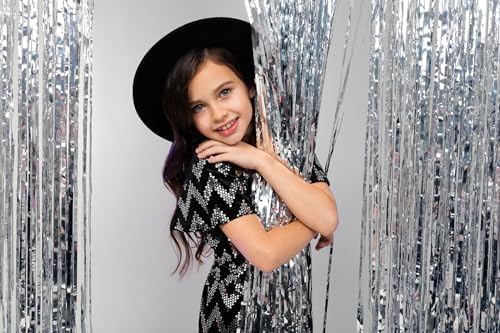 Pure Silver Fringe Curtain Backdrop 3 Pack, 3.2 x 8.2 FT Party Decorations - Image 4