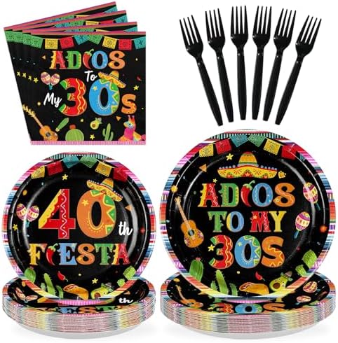 96 Pcs Adios to My 30S Party Decorations for Adults, Serves 24 by Greencian