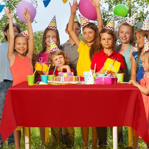 QZYL 2 Pack Picnic Table Cover, 108 x 54 Inches Red Plastic Table Cloths, Red Disposable Tablecloth Rectangle Tablecover, Waterproof Decorations Party Supplies for Wedding Anniversary Home - Image 7