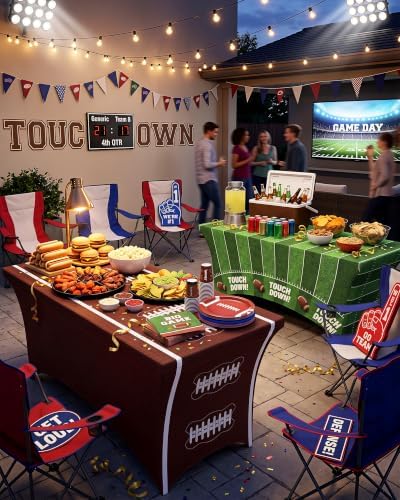 Pureegg Football Party Decorations Spandex Tablecloth 6ft - 2 Pack - Image 7