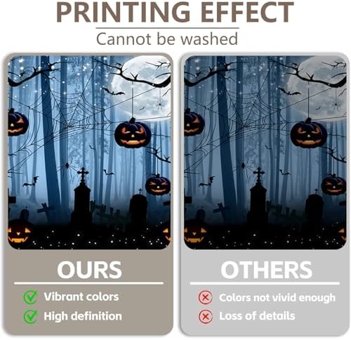 Misty Forest Backdrop Dark Spooky Halloween Eve Full Moon Blue Black Horror Spider Cemetery Hanging Pumpkins Background Photography Studio Photo Booth Props 10x6.5ft - Image 5