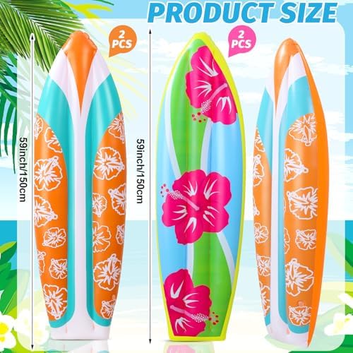 JellyArch 4 Pcs Inflatable Surfboards Hawaiian Party Pool Decor - Image 3