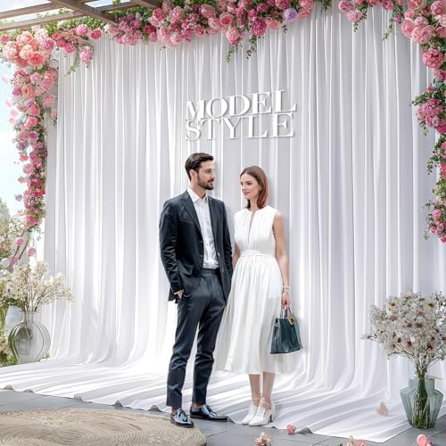 50x10ft White Backdrop Curtain Panels for Parties - Wrinkle Free Polyester Photo Curtain Backdrop Wedding Back Drop Fabric Drapes for Party Decorations Background for Photography - Image 7