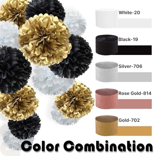 PartyWoo Black Crepe Paper Streamers 4pcs 328 FT Black Streamers - Image 3