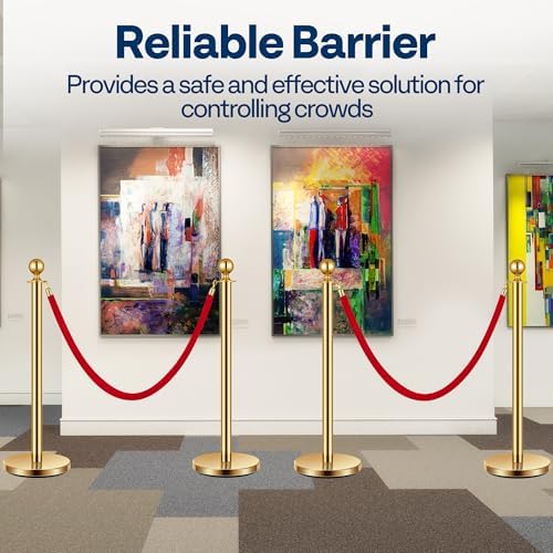 VIVOHOME Gold Stanchions and Velvet Ropes, 5 Feet Ropes and 39 Inch Posts - Image 2