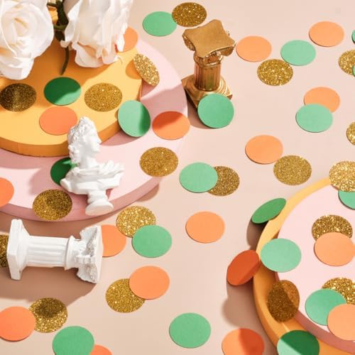 MOWO Gold Orange and Green Confetti Table Decoration, 1.2'', 200pc - Image 4