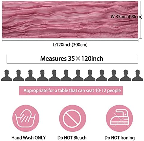 35x120 Inch Dusty Rose Cheesecloth Table Runner Boho Wedding Party Decor - Image 2