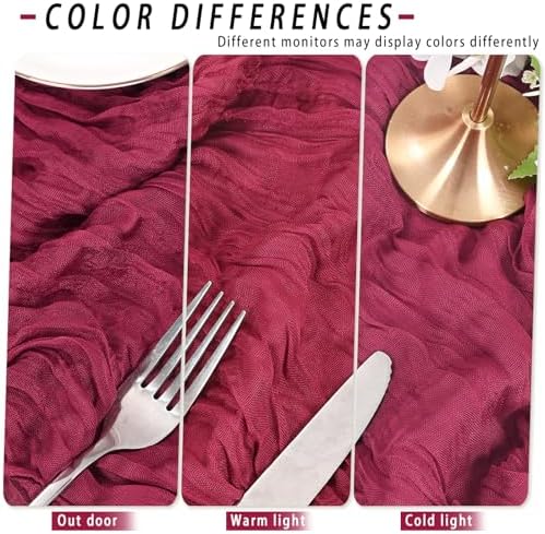 8 Pack Burgundy Cheesecloth Table Runner 17x108 inch Boho Gauze Cheese Cloth Table Runners for Wedding Party Baby Bridal Shower Home Decor - Image 5