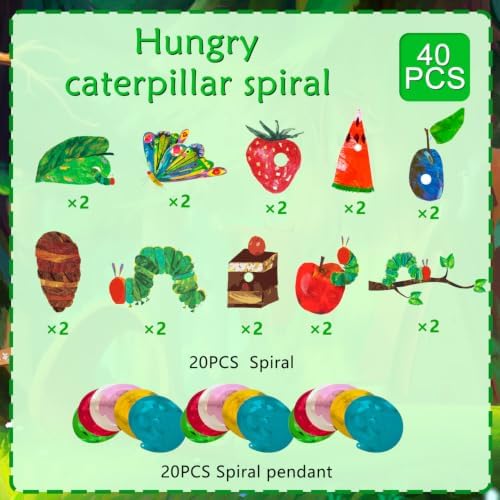 40pcs Hungry Caterpillar Hanging Swirl Butterfly Birthday Party Decorations - Image 2