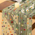 Flower Table Runner Fall Daisy Floral Tulle Cheesecloth Wedding Decor by Socomi