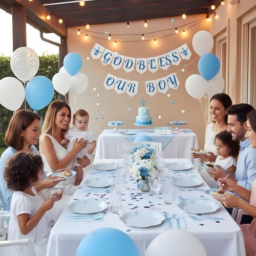 100pcs Blue Paper Plates and Napkins Party Supplies,Iridescent Disposable 9inch Plates,7inch Dessert Plates and Napkins and Forks,Holographic Tableware for Birthday Baby Shower,Serves 25 - Image 6