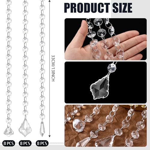 24 Pcs 13 Inch Clear Acrylic Crystal Garland Strands - Image 2