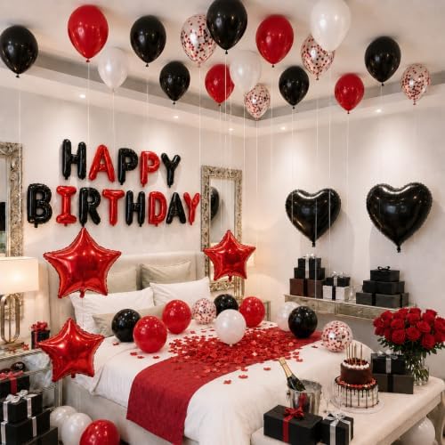 Red and Black Birthday Decorations with Black Red Balloons for Boys - Image 4