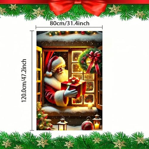 BlissYard Classic Santa Christmas Window Banner Fabric 31x47 Inch - Image 5