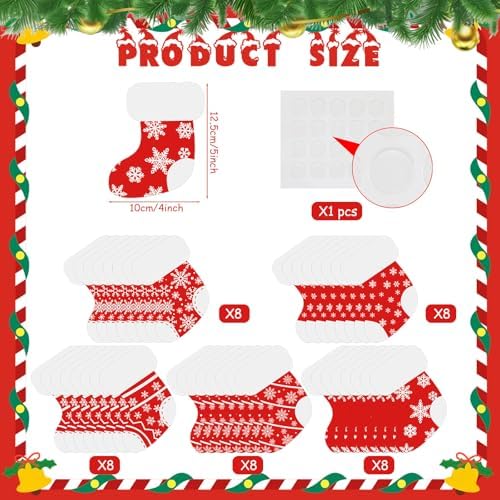 Blulu 40pcs Christmas Cutouts Winter Bulletin Board, Stocking Classic - Image 2