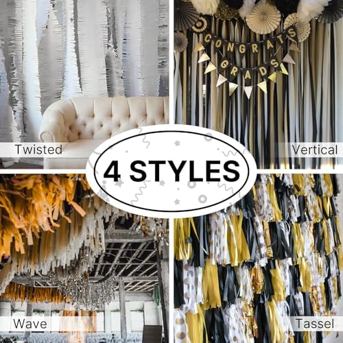 PartyWoo Silver Crepe Paper Streamers 4pcs 328 FT Silver Streamers - Image 6