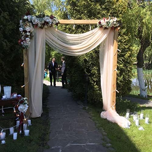 Wedding Arch Draping Fabric,63" x 32Ft Wedding Arch Drapes Champagne Tulle Fabric Drapery Sheer Backdrop Curtains for Wedding Ceremony Arch Stage Party Ceiling Decorations - Image 5