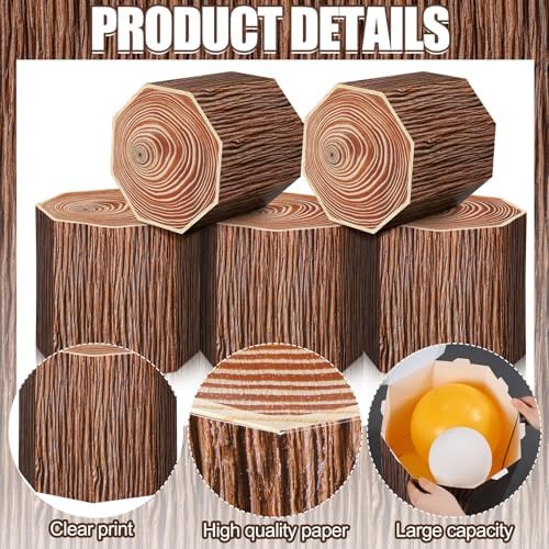 Fullhawl 6 Pcs 3D Tree Stump Boxes, Vbs Fake Wood Centerpieces - Image 3