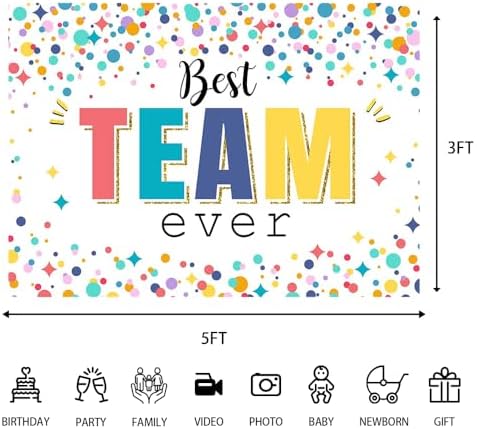 Best Team Ever Backdrop Office Decor 5x3 Ft - Image 5
