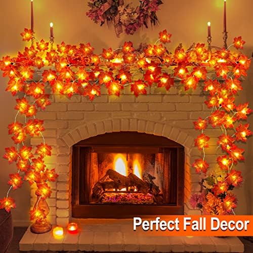 Timer - 2 Pack Fall Garland with Lights Total 20Ft 40LED Battery Operated - Image 4