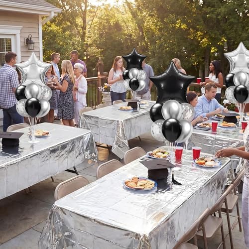 Lunmon 4 Set Black and Silver Balloon Centerpiece Stand Kit for Table - Image 6
