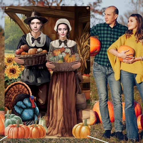 Lunmon 6x4 ft Halloween Backdrop Thanksgiving Face Cutout Holes - Image 5