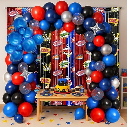 Red Black Blue Balloon Arch Garland Kit Birthday Party Decorations - Image 5
