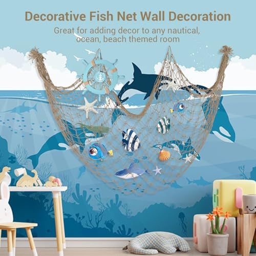 Fishing Net Decor for Party, 80x40'' Brown Fish Nets Halloween Decorations - Image 5