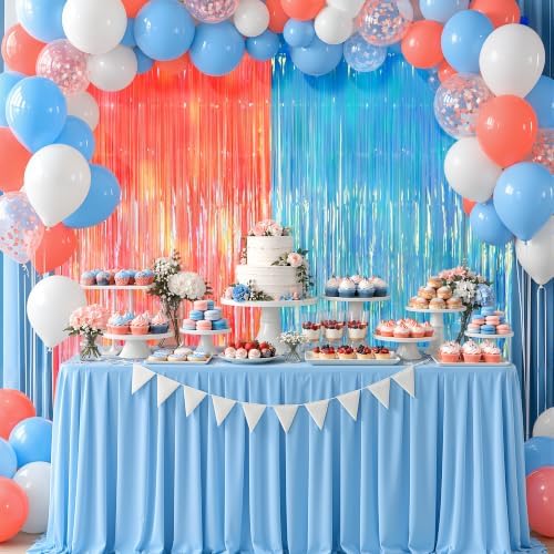 2 Pack Blue & Orange Party Decorations, 3.3 x 8.2 ft Fringe Backdrop - Image 5