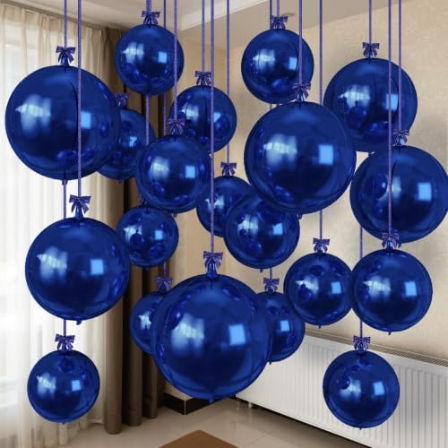 Togvu Navy Blue Round Foil Balloons, 12PCS Different Sizes 4D Ball Balloon by Togvu