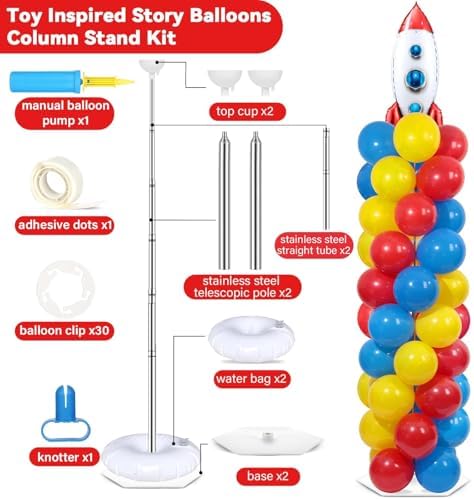 2 Sets Toy Inspired Balloon Column Stand Kit Adjustable Story Balloon Decor - Image 2